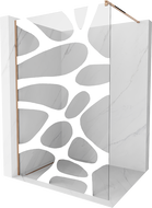 Mexen Kioto dušo sienelė Walk-in 90 x 200 cm, balta banga 8 mm, rožinis auksas - 800-090-101-60-97