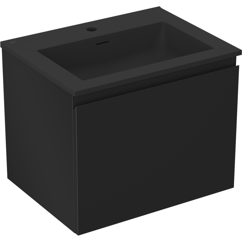 Mexen Orio vonios spintelė 60 cm su Otis praustuvu, 1 stalčius, juodas matinis - 91A10-06047-1-BF71-W18M71