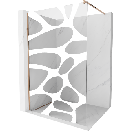 Mexen Kioto dušo sienelė Walk-in 100 x 200 cm, balta banga 8 mm, rožinis auksas - 800-100-101-60-97