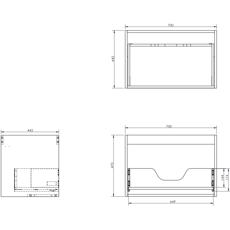 Mexen Orio vonios kambario spintelė 70 cm su Otis kriaukle, 1 stalčius, matinė grafito/spalvos - 91A10-07047-1-BF66-W18M01