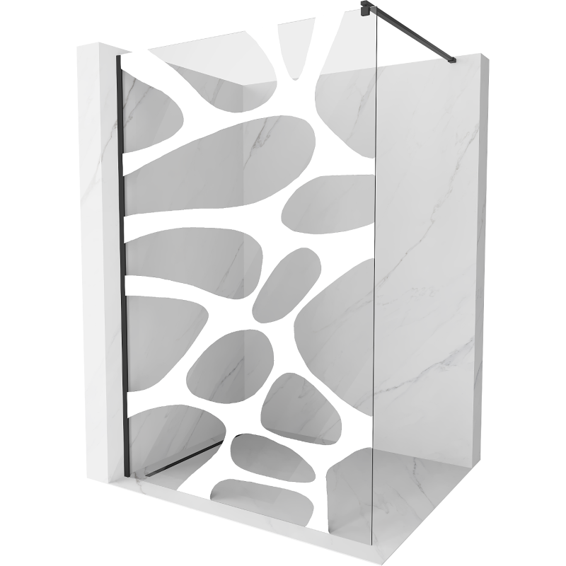 Mexen Kioto dušo sienelė Walk-in 90 x 200 cm, balta banga 8 mm, juoda - 800-090-101-70-97