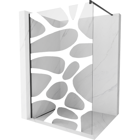 Mexen Kioto dušo sienelė Walk-in 90 x 200 cm, balta banga 8 mm, juoda - 800-090-101-70-97