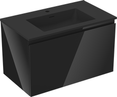 Mexen Orio vonios spintelė 80 cm su Otis praustuvu, 1 stalčius, juoda blizgi/juoda matinė - 91A10-08047-1-BF70-W18M71