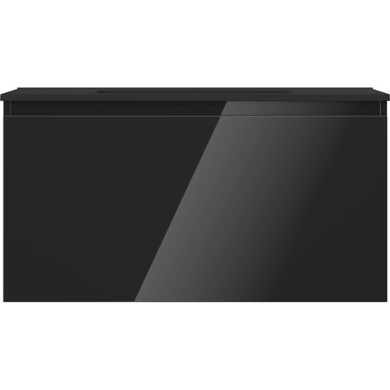 Mexen Orio vonios spintelė 90 cm su kriaukle Otis, 1 stalčius, juodas blizgus/juodas matinis - 91A10-09047-1-BF70-W18M71