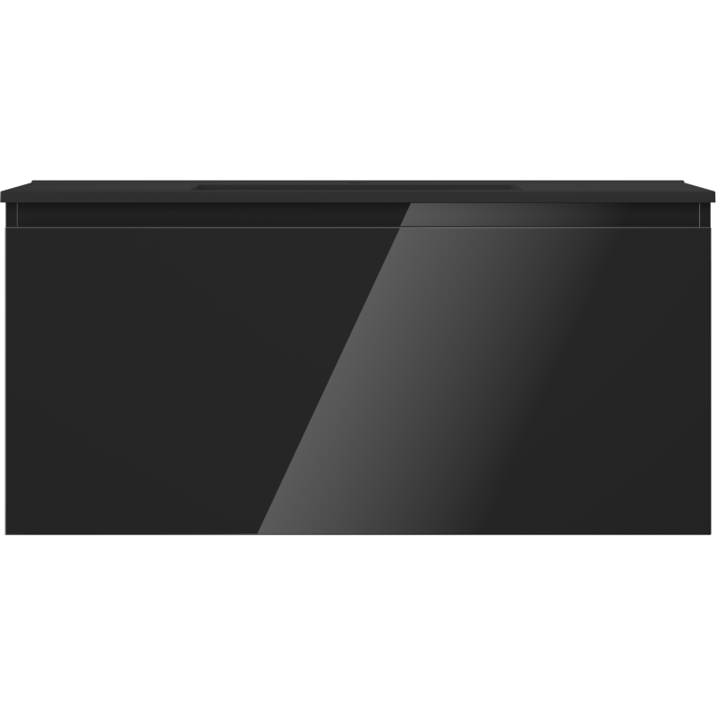 Mexen Orio vonios spintelė 100 cm su Otis praustuvu, 1 stalčius, juodas blizgus/juodas matinis - 91A10-10047-1-BF70-W18M71