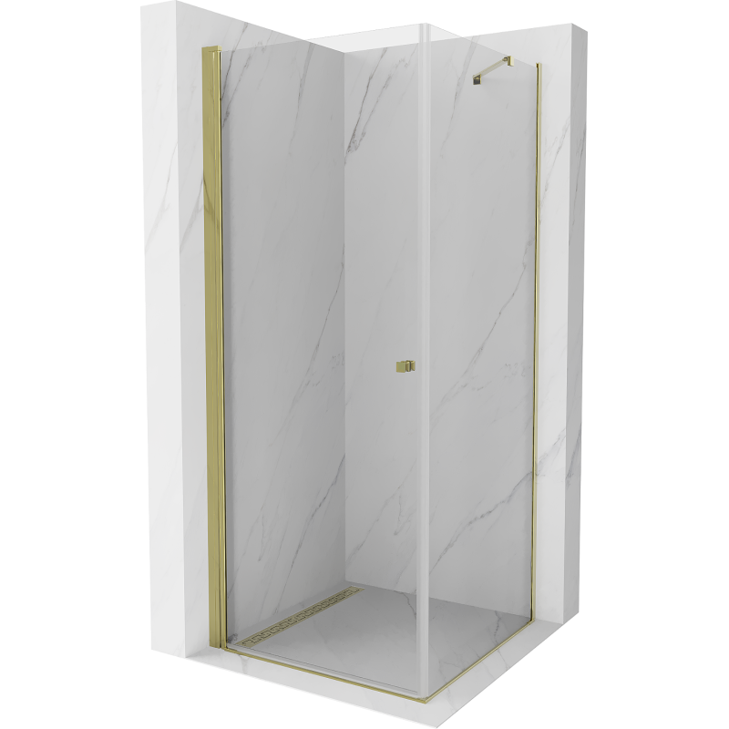 Mexen Pretoria pakreipiama dušo kabina 70 x 70 cm, Skaidrus, Auksinė - 852-070-070-50-00