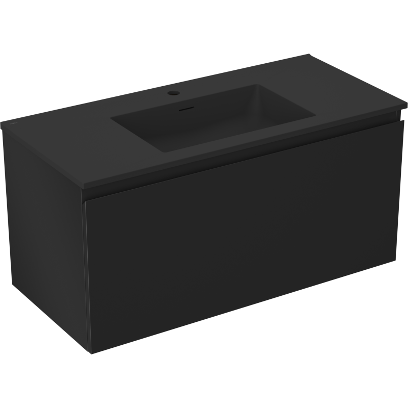 Mexen Orio vonios kambario spintelė 100 cm su kriaukle Otis, 1 stalčius, juoda matinė - 91A10-10047-1-BF71-W18M71