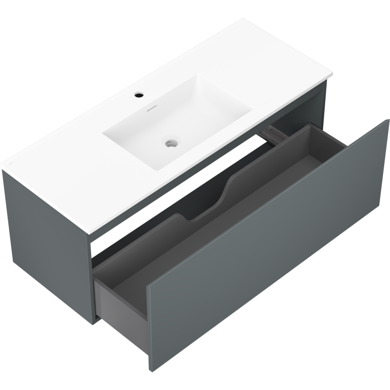 Mexen Orio vonios spintelė 120 cm su Otis praustuvu, 1 stalčius, grafito matinė/balta matinė - 91A10-12047-1-BF66-W18M01