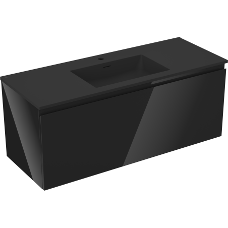 Mexen Orio Vonios spintelė 120 cm su kriaukle Otis, 1 stalčius, juodas blizgus/juodas matinis - 91A10-12047-1-BF70-W18M71