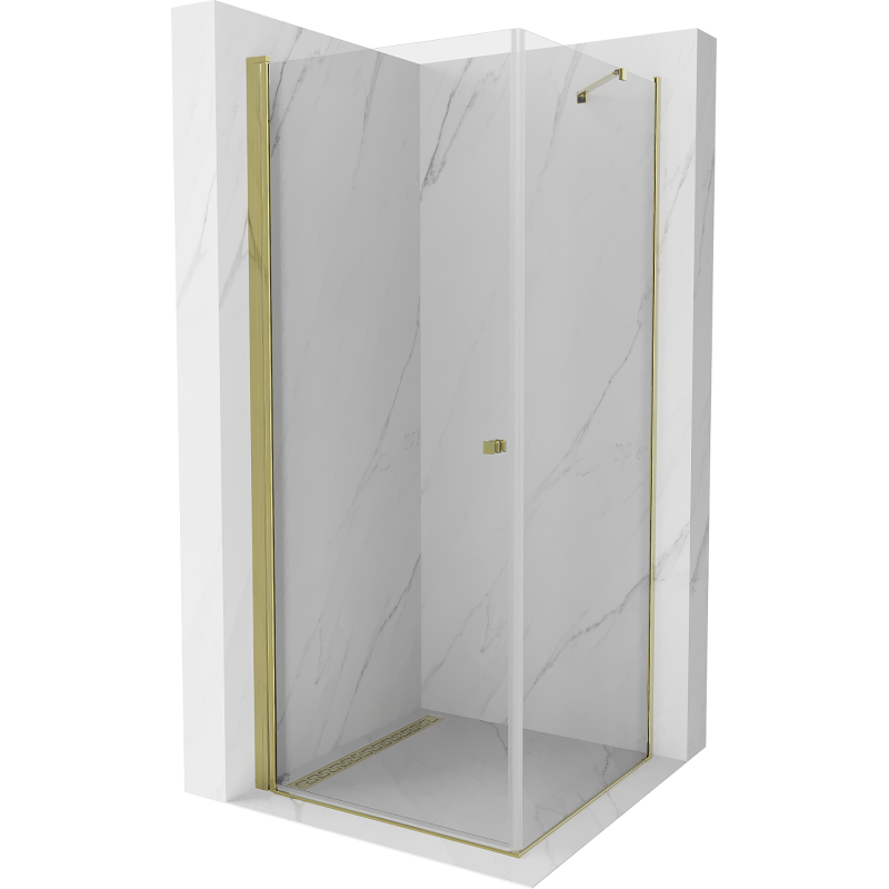 Mexen Pretoria atveriama dušo kabina 90 x 90 cm, skaidri, auksinė - 852-090-090-50-00