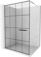 Mexen Kioto+ dušo siena su lentyna Walk-in 140 x 200 cm, juoda tinklelis, chromas - 800-140-121-01-77