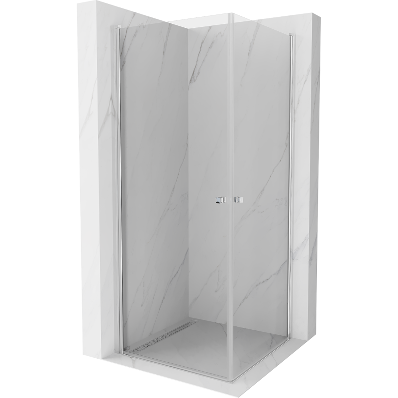 Mexen Pretoria Dviguba dušo kabina su atveriamomis durimis 90 x 90 cm, skaidri, chromuota - 852-090-090-02-00