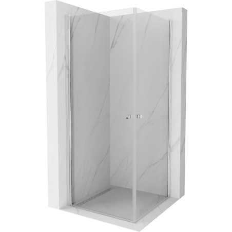 Mexen Pretoria Dviguba dušo kabina su atveriamomis durimis 90 x 90 cm, skaidri, chromuota - 852-090-090-02-00