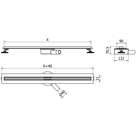 Mexen Flat 360° Slim Sukamoji linijinė nutekamoji 80 cm, šlifuotas varis - 1C41080