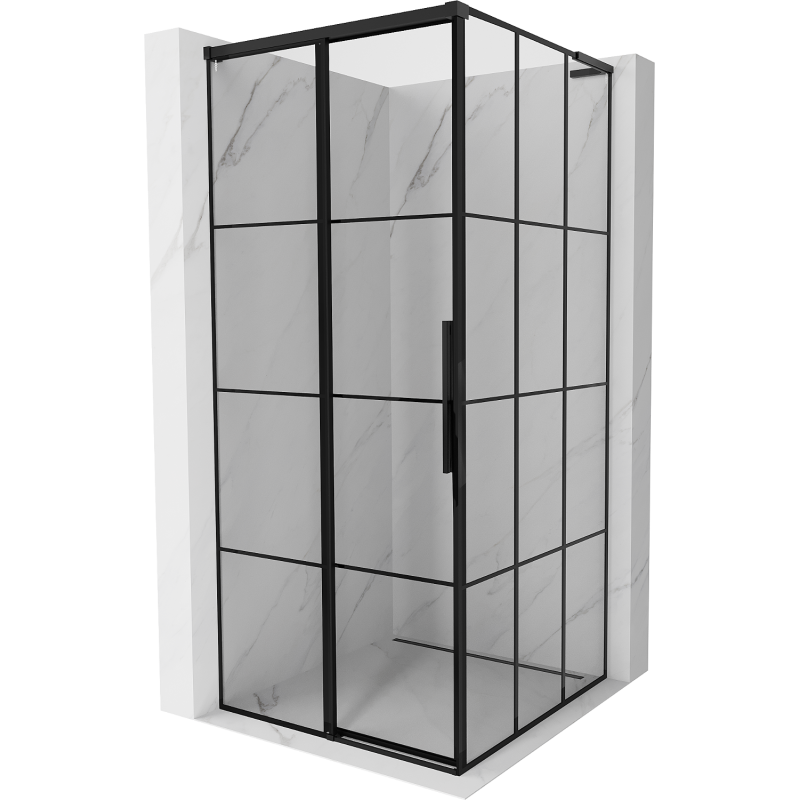 Mexen Rox L stumdomas dušo kabinas kairysis modelis 90 x 90 cm, juodas tinklelis, juoda - 8C2L-090-090-70-77-L