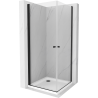 Mexen Pretoria Duo pakreipiama dušo kabina 80 x 80 cm, Skaidrus, Juoda + dušo padėklas Flat - 852-080-080-70-02-4010B