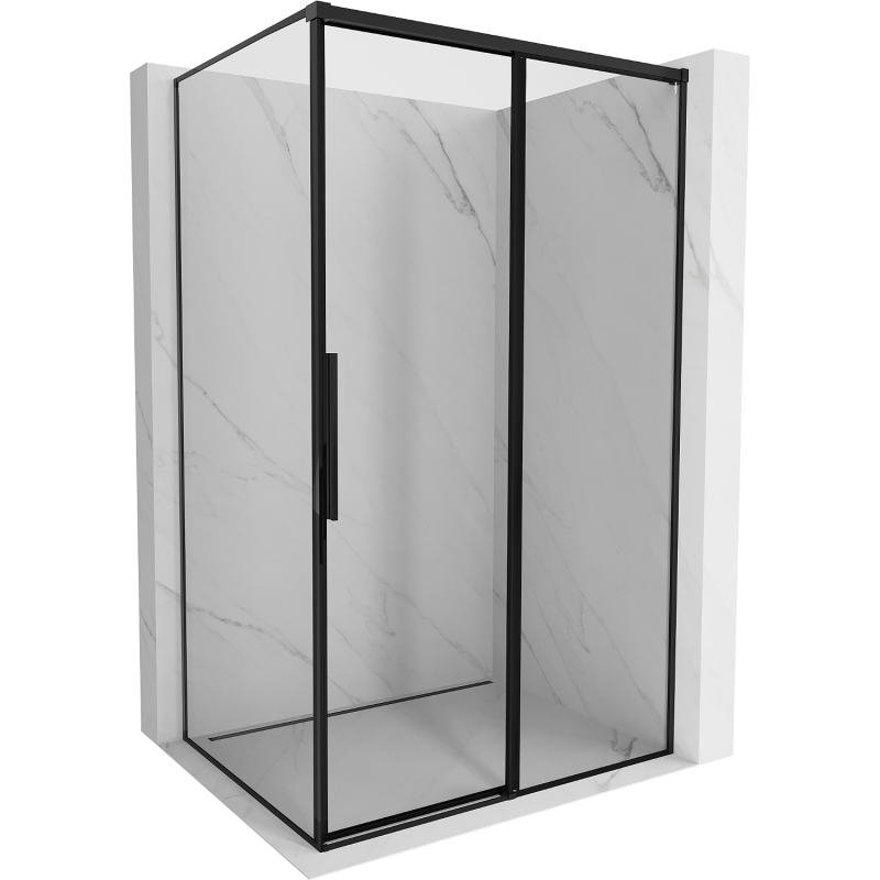 Mexen Rox dešinysis slankusis dušo kabinos modelis 100 x 70 cm, juodas rėmelis, juodas - 8C2-100-070-70-70-P