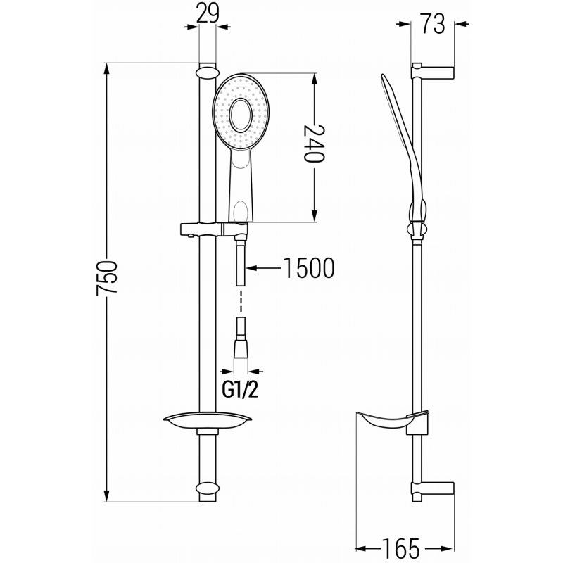 Mexen DB73 stumdomas chromuotas dušo komplektas - 785734584-02