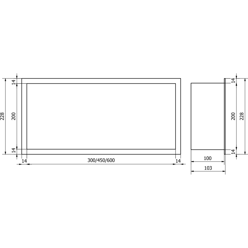 Mexen X-Wall-R nišinė lentyna su apykakle 60 x 20 cm, šlifuotas varis - 19C0602010