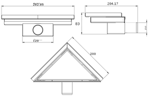 Mexen Flat-T M13 trikampis grindų įleidžiamas 20 x 20 cm, auksinis šlifuotas - 1A10320
