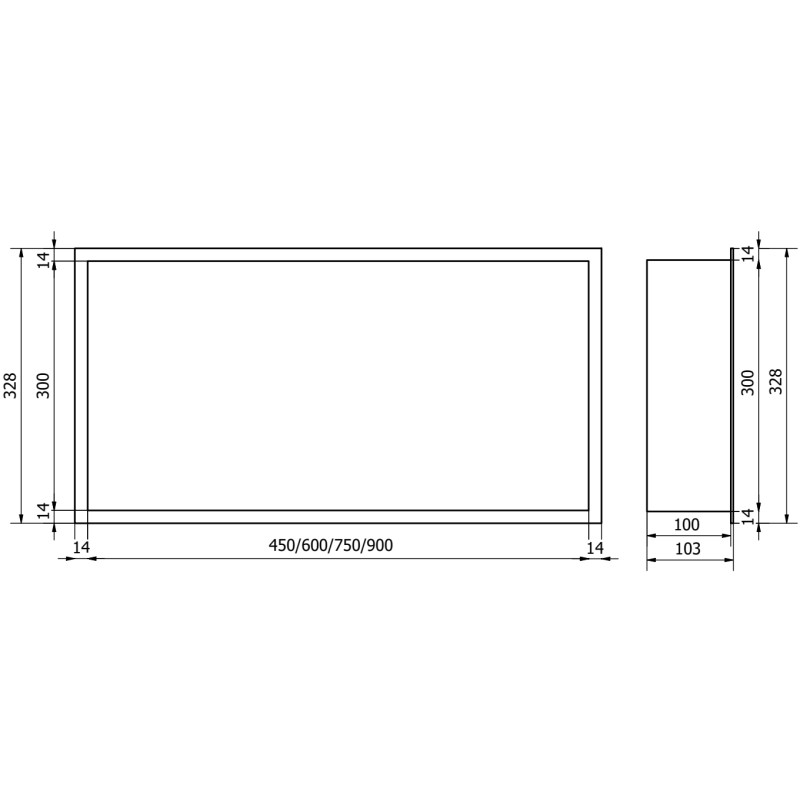 Mexen X-Wall-R nišos lentyna su apykakle 75 x 30 cm, šepetuotas ginklų pilkas - 19E0753010