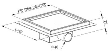 Mexen Flat-Q M13 grindų nutekėjimo kvadratinė 20 x 20 cm, juoda - 1710020