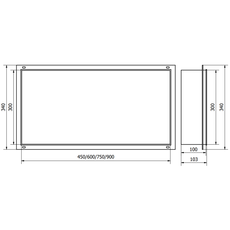Mexen X-Wall-NR lentyna be apvado 45 x 30 cm, šlifuota varis - 19C1453010