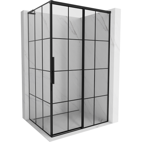 Mexen Rox L stumdomos durys dešinėje, 90 x 85 cm, juodas tinklelis, juodas - 8C2L-090-085-70-77-P
