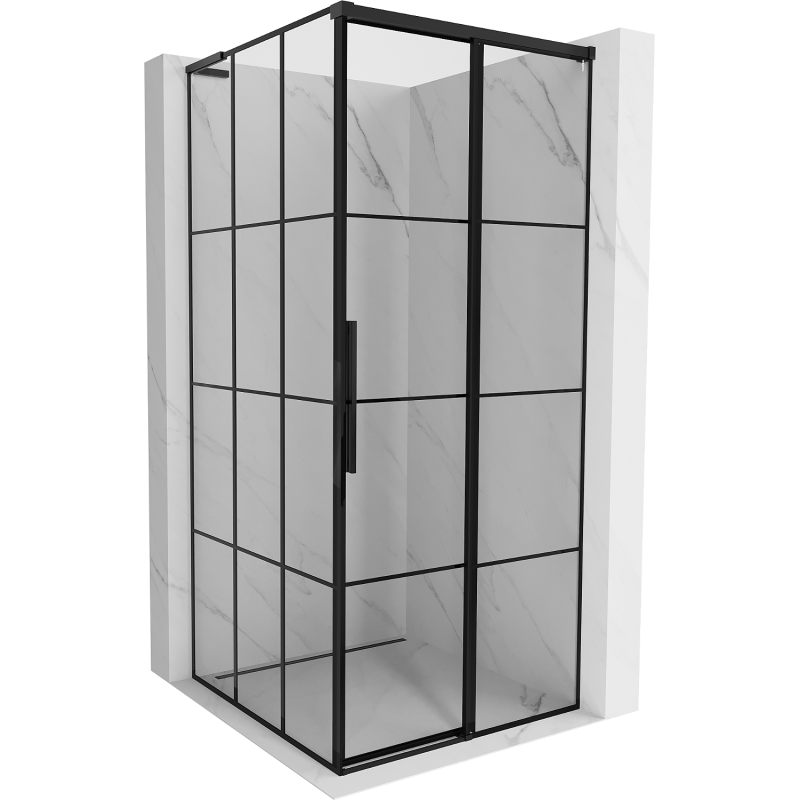 Mexen Rox L stumdoma dušo kabina dešinė 95 x 95 cm, juodas tinklelis, juoda - 8C2L-095-095-70-77-P