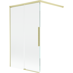 Mexen Rox dviejų durų slankiojantis vonios ekranas 100 x 150 cm, permatomas, auksinės matinės spalvos - 8C9-100-003-55-00