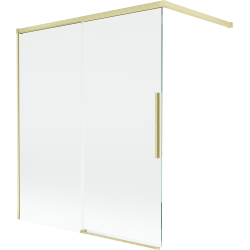 Mexen Rox vonios ekranas, dviejų dalių stumdomas, 140 x 150 cm, permatomas, aukso spalvos šlifuotas - 8C9-140-003-55-00