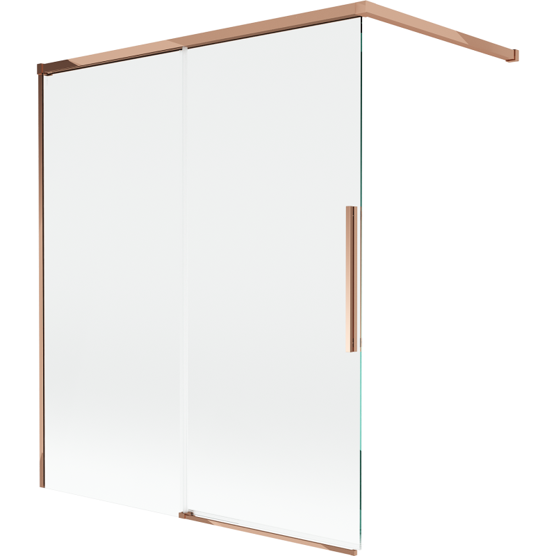 Mexen Rox dviejų durų stumdomas dušo ekranas, 140 x 150 cm, permatomas, rožinis auksas - 8C9-140-003-60-00