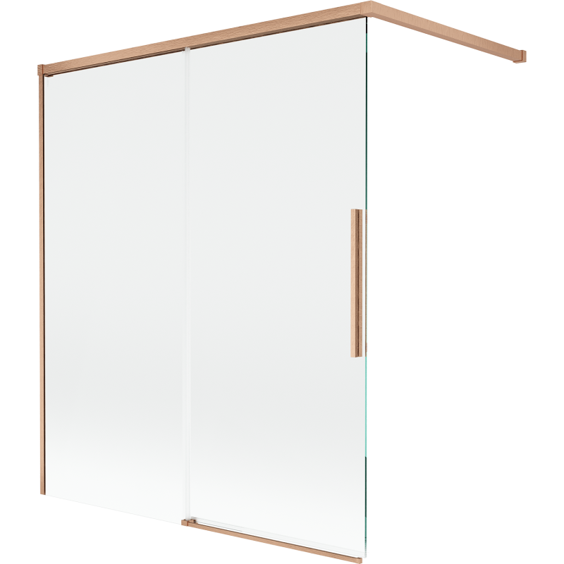 Mexen Rox dviejų dalių nustumiamas vonios ekranas 140 x 150 cm, permatomas, matinė vario spalva - 8C9-140-003-65-00