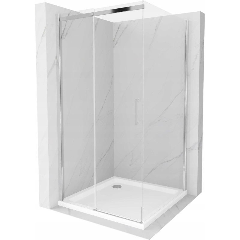 Mexen Omega stumdomas dušo kabinas 100 x 100 cm, skaidrus, chromuotas + padėklas Flat - 825-100-100-01-00-4010