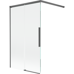 Mexen Rox dviejų dalių stumdomas dušo ekranas 100 x 150 cm, permatomas, šepetėtas pilkas - 8C9-100-003-66-00