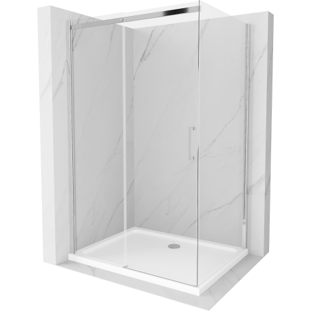 Mexen Omega stumdoma dušo kabina 100 x 70 cm, Skaidrus, Chromo + dušo padėklas Flat - 825-100-070-01-00-4010