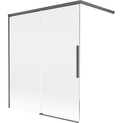 Mexen Rox stumdomos dvejų dalių vonios pertvaros 140 x 150 cm, permatomos, šepečiuoto šautuvų pilkumo - 8C9-140-003-66-00