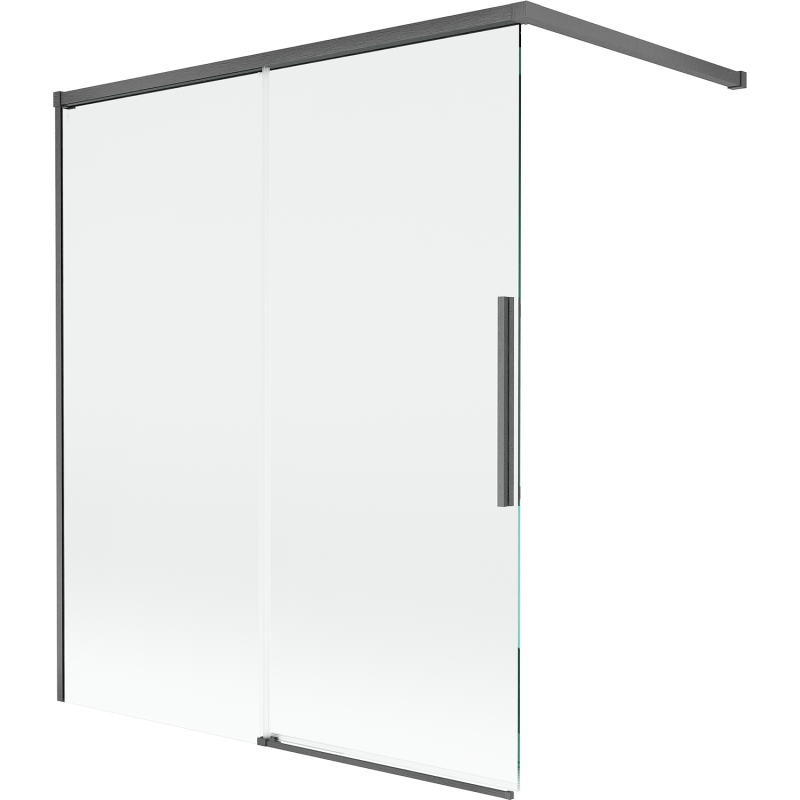 Mexen Rox stumdomos dvejų dalių vonios pertvaros 140 x 150 cm, permatomos, šepečiuoto šautuvų pilkumo - 8C9-140-003-66-00