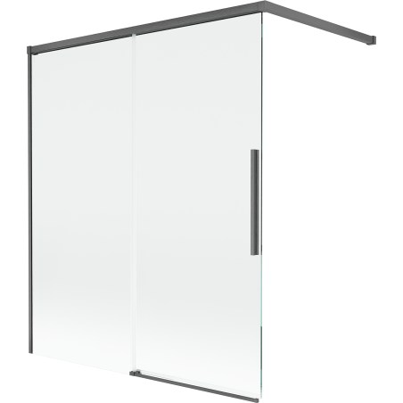 Mexen Rox stumdomos dvejų dalių vonios pertvaros 140 x 150 cm, permatomos, šepečiuoto šautuvų pilkumo - 8C9-140-003-66-00