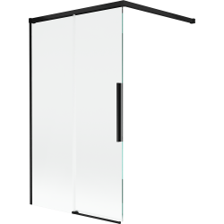 Mexen Rox dviejų dalių atidaroma vonios sienelė 100 x 150 cm, skaidri, juoda - 8C9-100-003-70-00