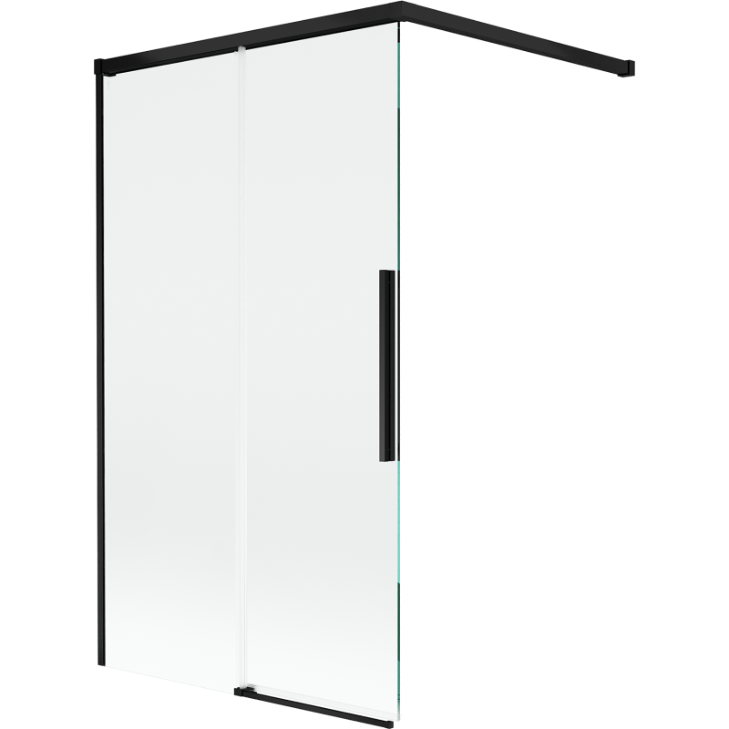 Mexen Rox dviejų dalių atidaroma vonios sienelė 100 x 150 cm, skaidri, juoda - 8C9-100-003-70-00