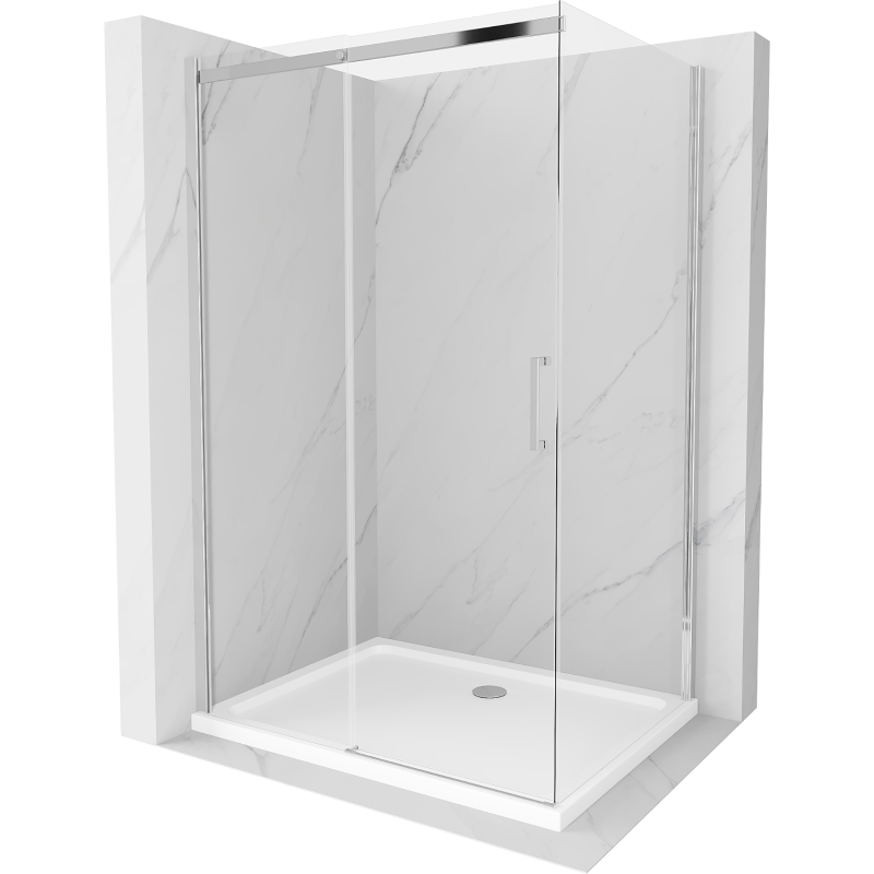 Mexen Omega slankioji dušo kabina 120 x 90 cm, permatoma, chromas + dušo padėklas Flat - 825-120-090-01-00-4010