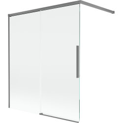 Mexen Rox vonios ekranas 2-jų durų stumdomas 140 x 150 cm, skaidrus, ginklų metalas - 8C9-140-003-95-00