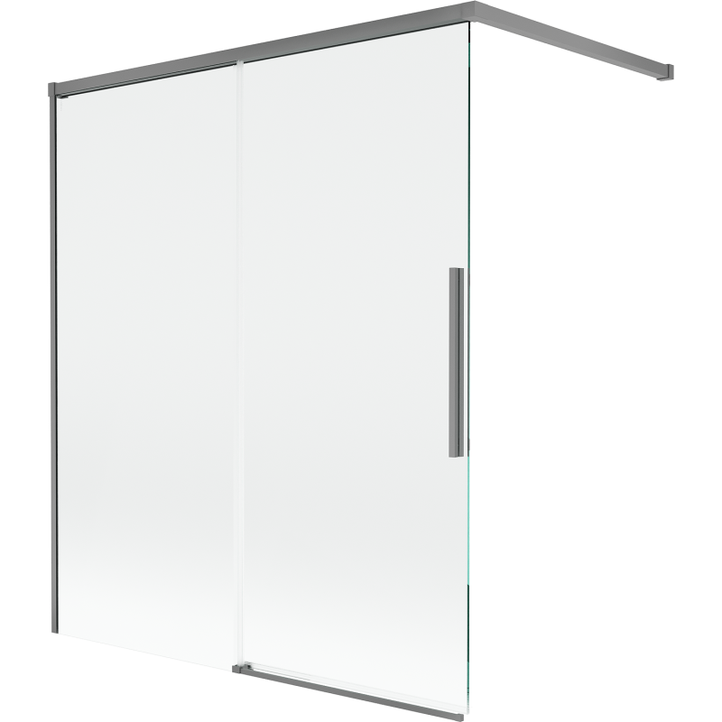 Mexen Rox dviejų dalių stumdomas vonios ekranas 140 x 150 cm, skaidrus, ginklų metalas - 8C9-140-003-95-00