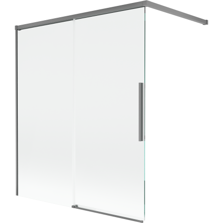Mexen Rox dviejų dalių stumdomas vonios ekranas 140 x 150 cm, skaidrus, ginklų metalas - 8C9-140-003-95-00