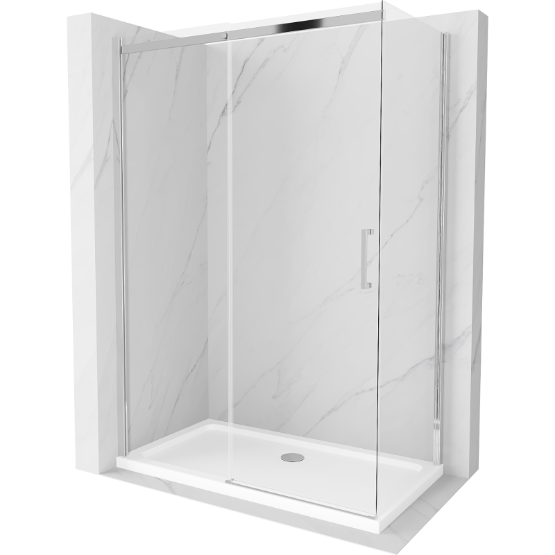 Mexen Omega stumdomos dušo kabina 130 x 70 cm, skaidri, chromuota + padėklas Flat - 825-130-070-01-00-4010