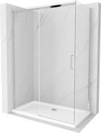 Mexen Omega 130 x 70 cm stumdomas dušo kabina, skaidri, chromuota + Flat padėklas - 825-130-070-01-00-4010