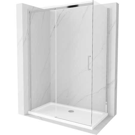 Mexen Omega stumdomoji dušo kabina 140 x 80 cm, permatoma, chromuota + plokščias padėklas - 825-140-080-01-00-4010