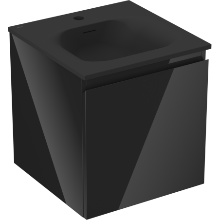 Mexen Orio vonios spintelė 45 cm su praustuvu Vela, 1 stalčius, juoda blizgi/juoda matinė - 91A10-04547-1-BF70-W23M71