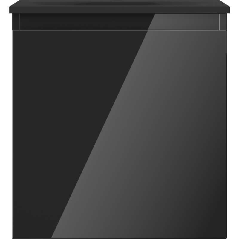 Mexen Orio vonios spintelė 45 cm su praustuvu Vela, 1 stalčius, juoda blizgi/juoda matinė - 91A10-04547-1-BF70-W23M71
